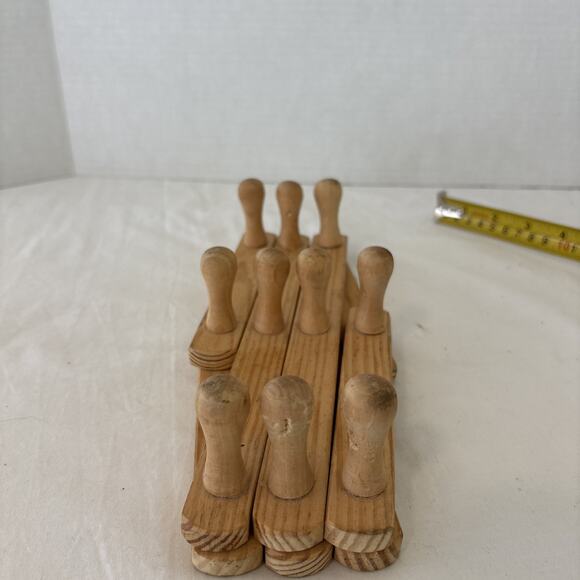 Vintage 10 Peg Wooden Accordion Style Coat Hat Wall Rack Expandable Hanger - Picture 11 of 11